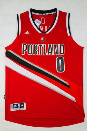 Maillot De Basket Portland Trail Blazers Damian Lillard 0 Tissus Sportif Fans Edition Rouge